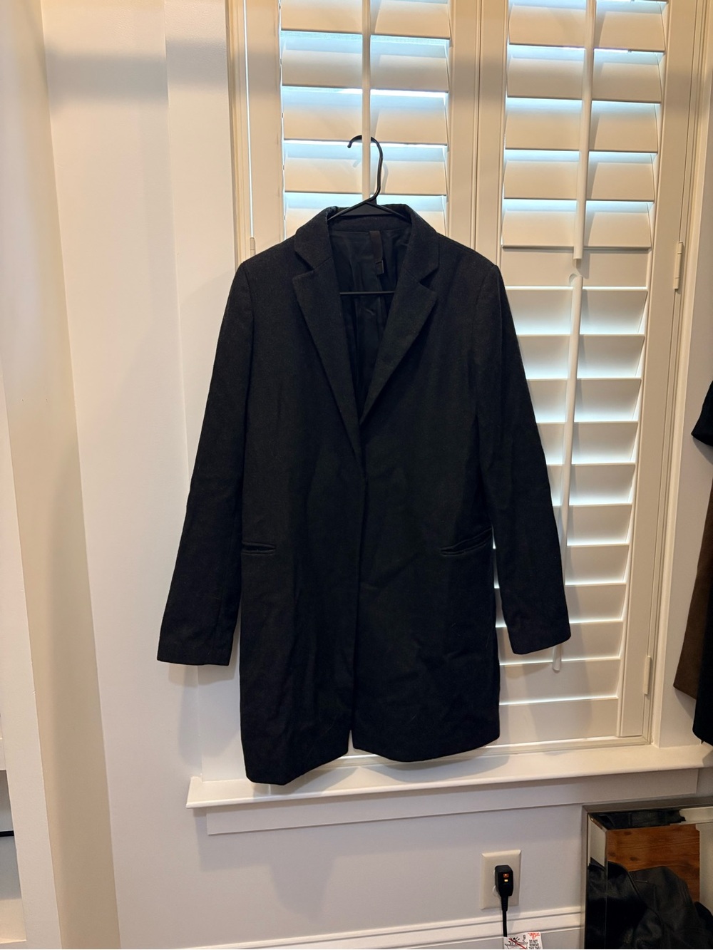 Dark grey melange Short Single-Breasted Coat - Classic Tailored Overcoat